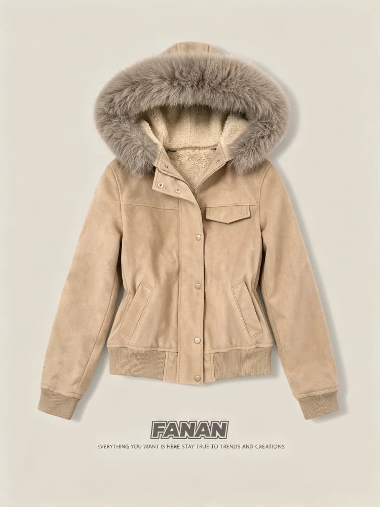 Y2K American Vintage 2026 Autumn Women Faux Fur Parkas Coats Cotton‑padded Jacket Korean Fashion Warm Soft Fabric Casual Tops