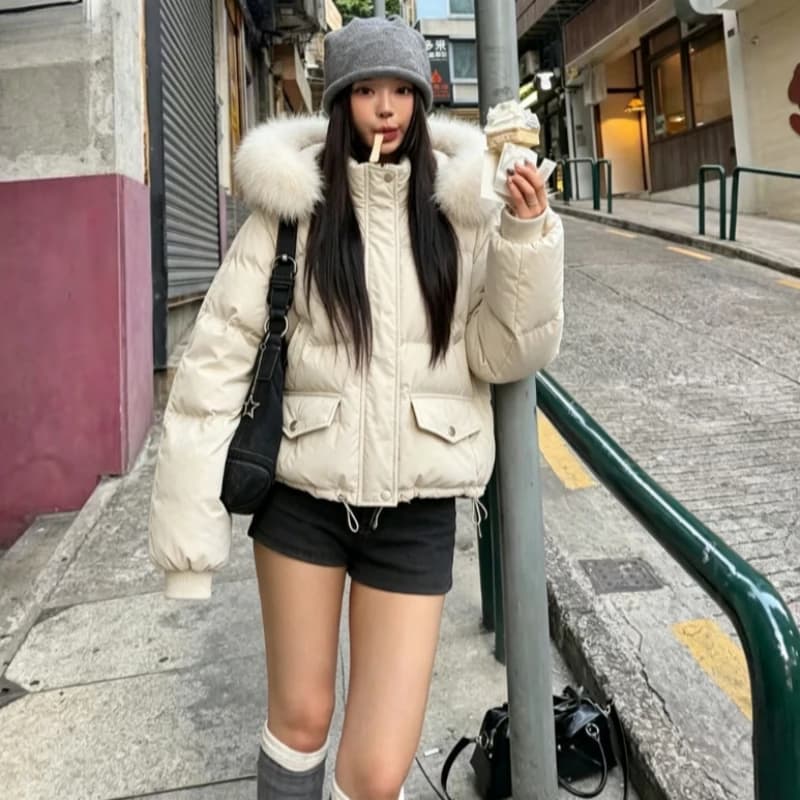Ladies 2026 Autumn Faux Fur Parkas Jackets Y2K American Vintage Cotton‑padded Coats Korean Style Warm Casual Daily Outwear Tops