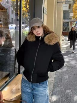 Korean Fashion Cotton Padded Jacket Harajuku Casual Outerwear Tops Faux Fur Collar Parkas Coats Y2K American Vintage Trendy