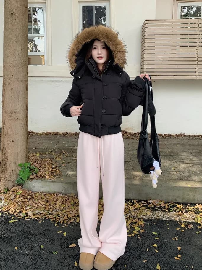 Y2K Korean Fashion Winter Women Faux Fur Parkas Coats 2026 American Vintage Cotton‑padded Jacket Warm Casual Hooded Outwear