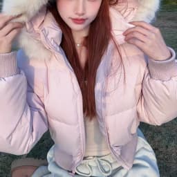 Women's Hooded Long Sleeve Waist-Cinched Puffer Jacket Cotton Y2K Winter 2000S Warm Aesthetic Retro Top Cotton Jacket Clothing