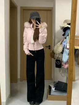 Women Korean Vintage Fur Collar Hooded Cropped Puffer Jacket Autumn Winter Y2K Fashion Warm Short Coat High Waist Slim Outwear