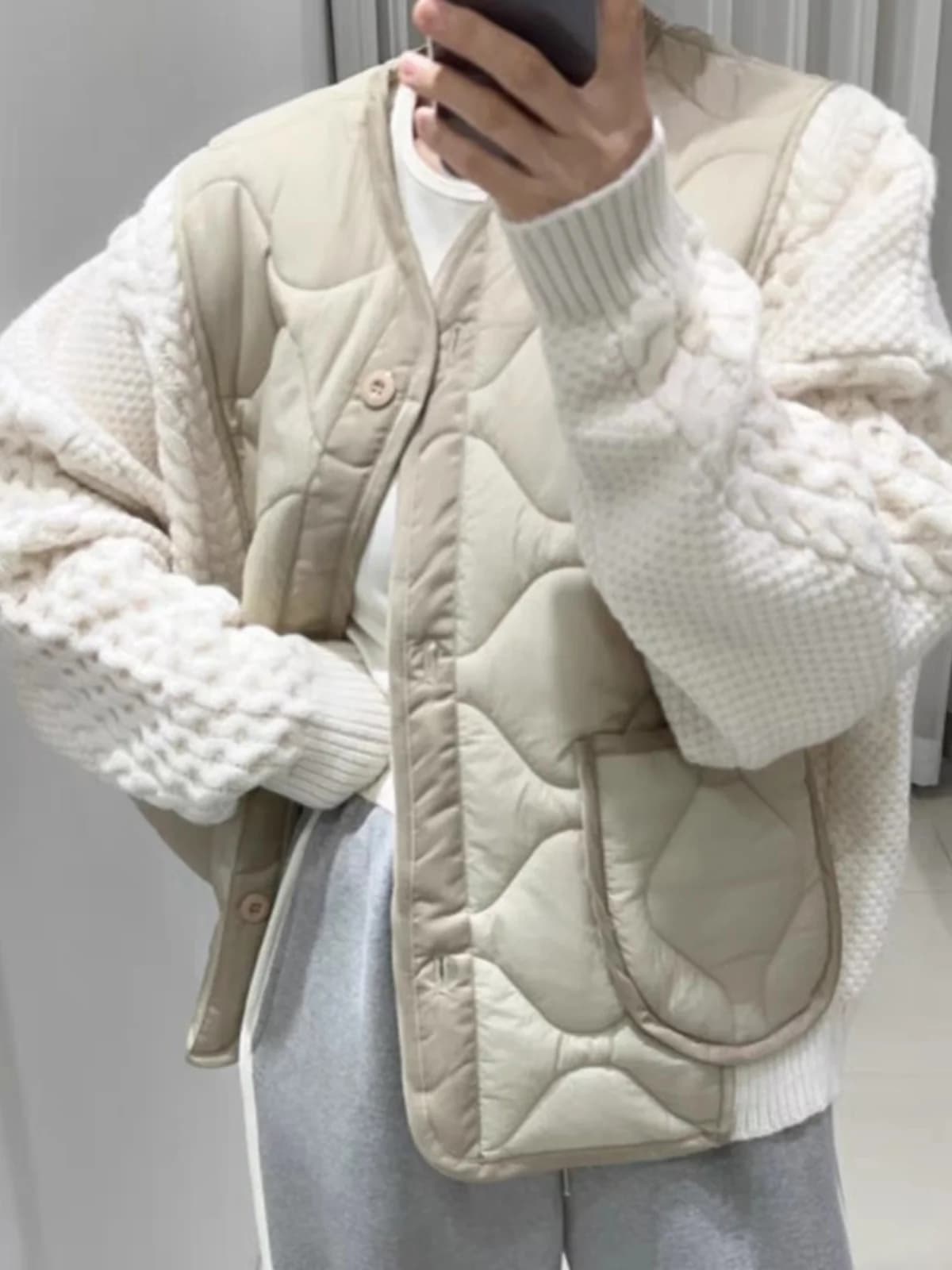 Korean Style Women's Cotton Jacket Heavy Work Loose Fit Patchwork Winter Coat Atmosphere Vintage Personality Long Sleeve Zipper