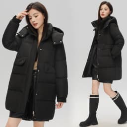 Fashionable Winter Women's down Cotton Jacket Mid-Length Hooded Thickened Long Sleeve Color Bread Coat Outerwear