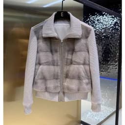 2026 Winter New High-End Knitted Sleeve Patchwork Mink Fur down Jacket Women's Short Fur Jacket