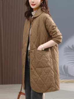 Thin Cotton Jacket Women's Mid-Length Lightweight Winter Coat Padded Outerwear Mom's Fashionable Spring Autumn Jacket