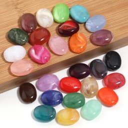 20pcs/lot Imitation Jade Stone Acrylic Beads Dual Color Flat Oval Loose Spacer Beads For DIY Bracelet Phone Chains Accessories