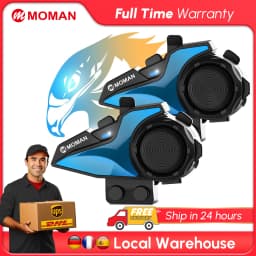 Moman H2E Motorcycle Headset Intercom Eagle Like Motorcycle Helmet Communication System with Dual Chip with HiFi/Music Sharing