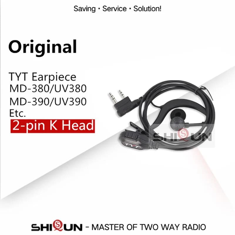 TH-UV8000D Earpiece TH-UV98 TH-UV88 Headset Original UV8000E MD-380 MD-UV380 MD-390 MD-UV390 MD-680 TH-F8 Mic Earphone 2Pin Plug