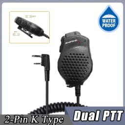 Baofeng UV-5R PTT Waterproof UV-9R Walkie Talkie Speaker Radio Microphone Keenwood 2-Pin Type Handheld Mic For UV-82 UV16 888S