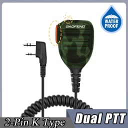 Baofeng UV-5R PTT Waterproof UV-9R Walkie Talkie Speaker Radio Microphone Keenwood 2-Pin Type Handheld Mic For UV-82 UV16 888S