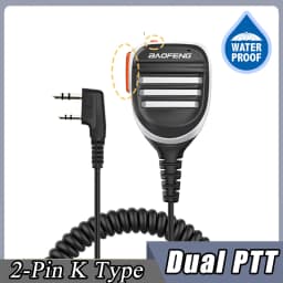 Baofeng UV-5R PTT Waterproof UV-9R Walkie Talkie Speaker Radio Microphone Keenwood 2-Pin Type Handheld Mic For UV-82 UV16 888S