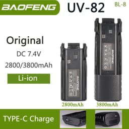 Baofeng UV-82 Li-ion Battery USB-C Type-C Charger 2800/3800mAh BL-8 Original For UV-8D UV-82HP UV-8D UV-82WX UV89 Two Way Radio