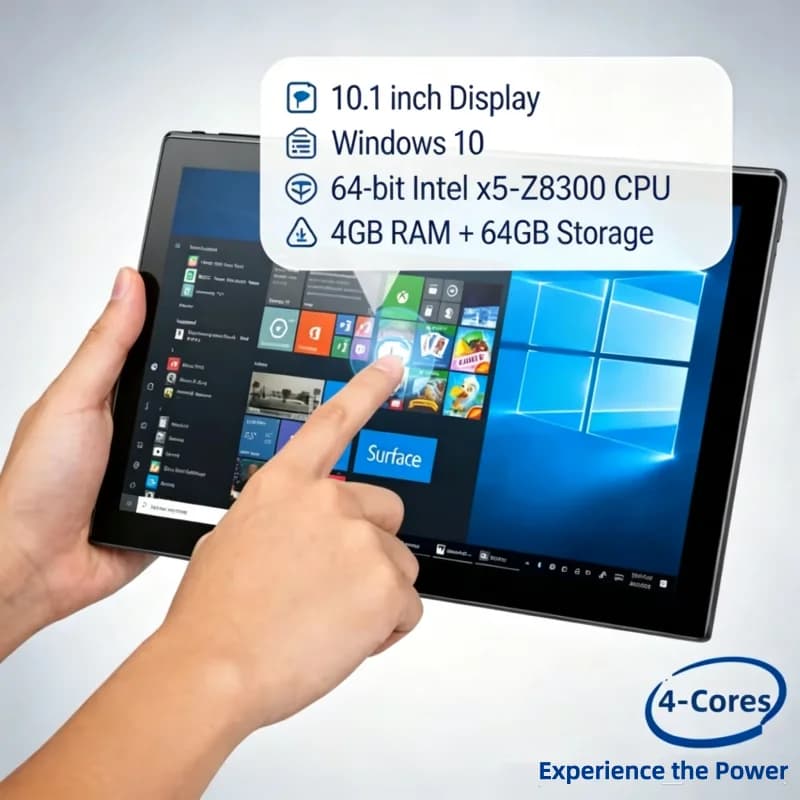4GB DDR RAM 64GB ROM 10.1" Windows 10 Tablet PC 64bit Intel Atom X5-Z8300 CPU WIFI Bluetooth 4.0 Dual Camera 1*USB 3.0 HD-MI