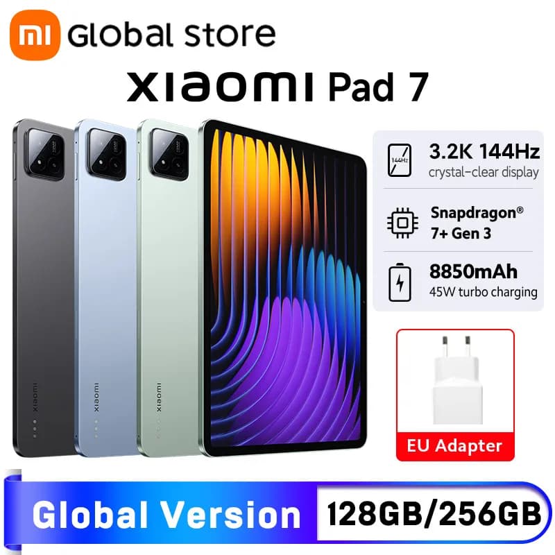 Global Version Xiaomi Pad 7 Snapdragon 7+ Gen 3 Octa-core CPU Tablet 8850mAh 13MP Camera 11.2" 3.2K Display 144Hz 45W Charging