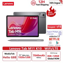 Global ROM Lenovo Tab M11 K10 11" 90Hz Display Android 13 L1 MediaTek Helio G88 8GB/128GB 7040mAh Battery Wifi Tablet 2025