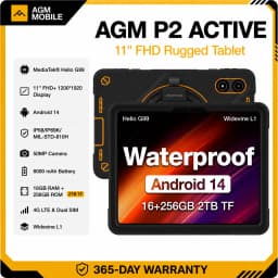 AGM P2 Active 11" FHD Rugged Tablet IP68 Waterproof/Dustproof 8GB RAM+256GB Android 14, G99, Widevine L1 P2W Durable Pad