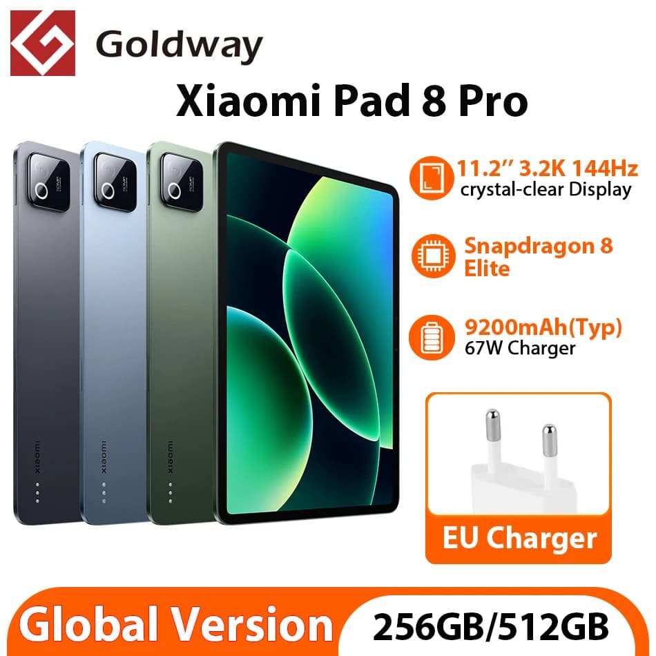 Xiaomi Pad 8 Pro Tablet Global Version 256GB 512GB ROM Snapdragon 8 Elite 11.2" 3.2K 144Hz Display 9200mAh Battery Wifi7 Mi PC