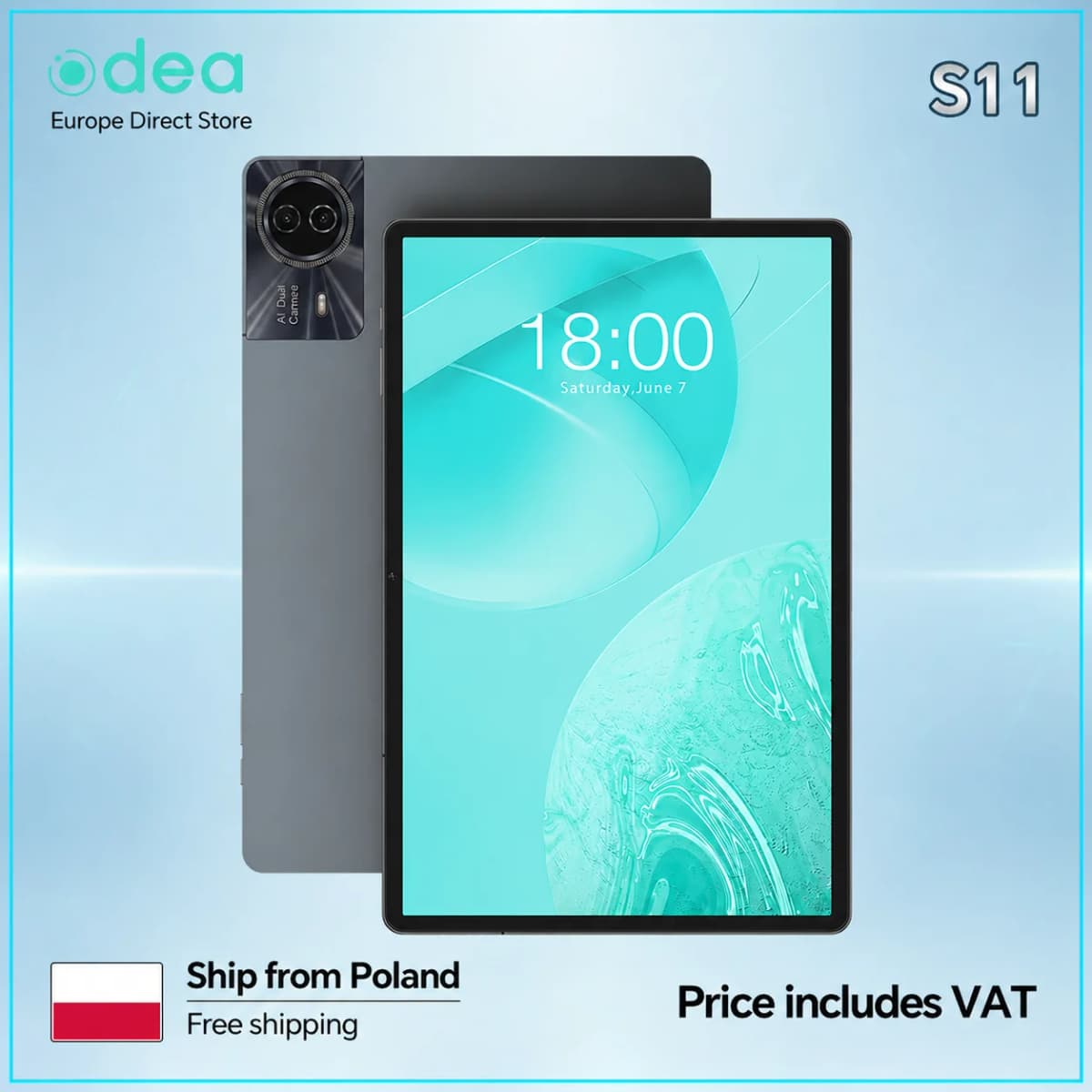 ODEA S11 Tablet 16GB(6GB+10GB) RAM 256GB ROM 11" 1920x1200 IPS T606 8-core Android 14 8000mAh Type-C GPS 4G LTE By Teclast