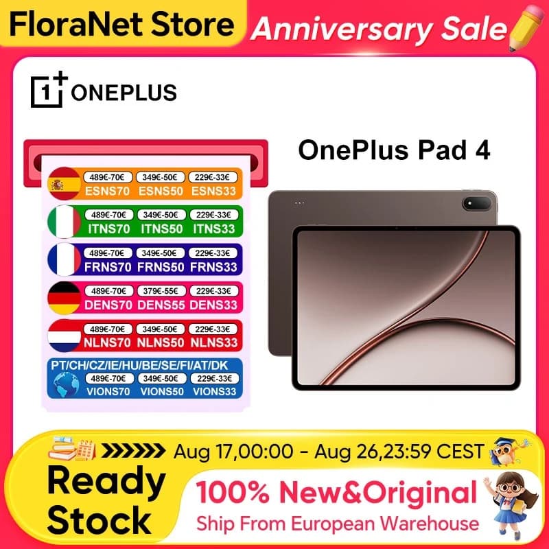European Version of the OnePlus Pad 4 Tablet, Snapdragon 8 Elite Gen 5, 13.2-Inch 3.4K 144Hz Screen with True Color, 8 Speakers, Wi-Fi 7, Android 16, 13380mAh Battery