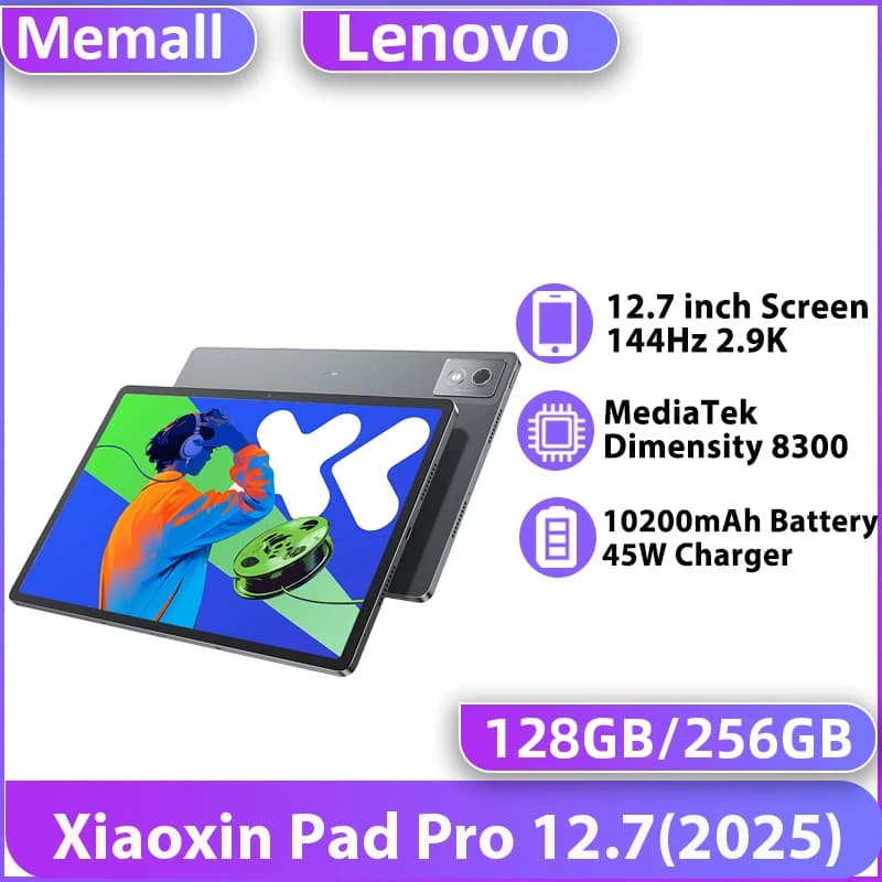 Lenovo Xiaoxin Pad Pro 12.7 2025 10200mAh Tablet MTK Dimensity 8300 45W Charging LPDDR5x 128GB 256GB JBL Speakers GPS