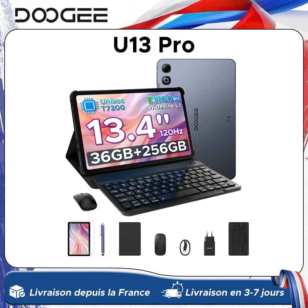 DOOGEE U13 Pro 2 in 1 Tablet PC 13.4" Screen Android 16 11000mAh 36GB RAM(6+30) 256GB ROM Gemini AI Widevine L1 Netflix Supports