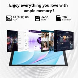 URAO KB1001L 10.1 Inch HD Tablet PC A333 Five-Core Processor Widevine L1 DRM Android 15 20GB(3+17GB) RAM 64GB ROM 5000mAh Battery Front 2MP Rear 5MP Camera All Accessories Kit Kids Study Gaming Streaming Tablet