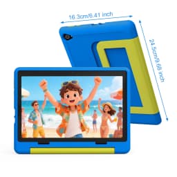 URAO KB1016 10.1 Inch Kids Tablet PC 20GB RAM 64GB ROM Android 16 IPS HD 800*1280 Display 5000mAh Children Learning Tablet Support TF Card 1TB Expand Back To School Educational Kids Tablet Purple & Blue