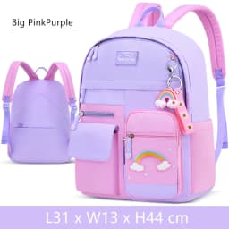 Kawaii Pink Purple Elementary School Backpack for Girls Cute Rainbow Student Bookbag Primary School Girl SchoolBag Children Gift