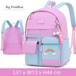 Kawaii Pink Purple Elementary School Backpack for Girls Cute Rainbow Student Bookbag Primary School Girl SchoolBag Children Gift