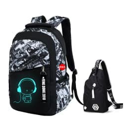 Luminous School Bags Waterproof Large Backpack for Teenagers Bagpack Glowing School Backpack for Boy Student Chest Bag Set