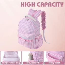School Backpacks for Girls Large Capacity Ruffled Plaid Schoolbags Gifts For Teenagers College High School Students Traveling