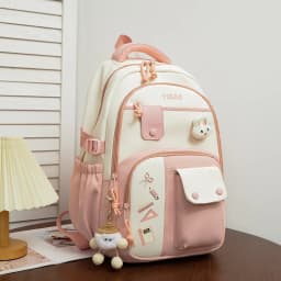 Cute Rabbit Children School Backpack for Teenage Girls Fashionable Splicing Color Contrast Fresh Lady Knapsack Kids Schoolbags