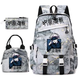 Jujutsu Kaisen Anime Print School Bag Set 3Pcs Backpack Lunch Bag Pencil Case for Girls Lightweight Casual Daypack