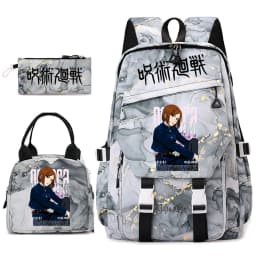 Jujutsu Kaisen Anime Print School Bag Set 3Pcs Backpack Lunch Bag Pencil Case for Girls Lightweight Casual Daypack