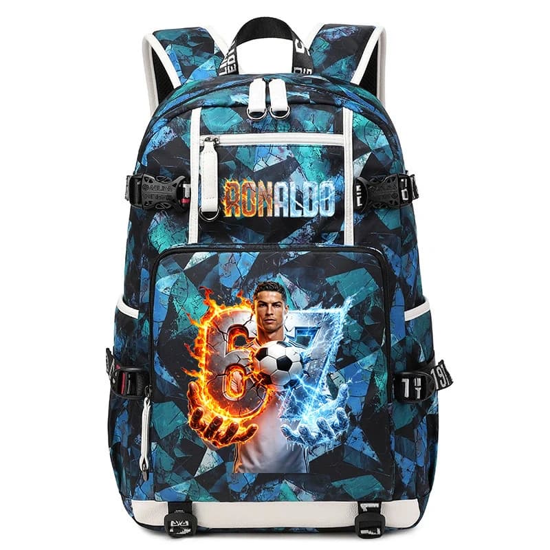 CR7 Ronaldo 67 Print Large Capacity Backpack for Students Teens Kids School Travel Daypack