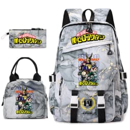 My Hero Academia Anime Print School Backpack Set for Girls Casual Lightweight Student Bookbag with Lunch Bag Pencil Case