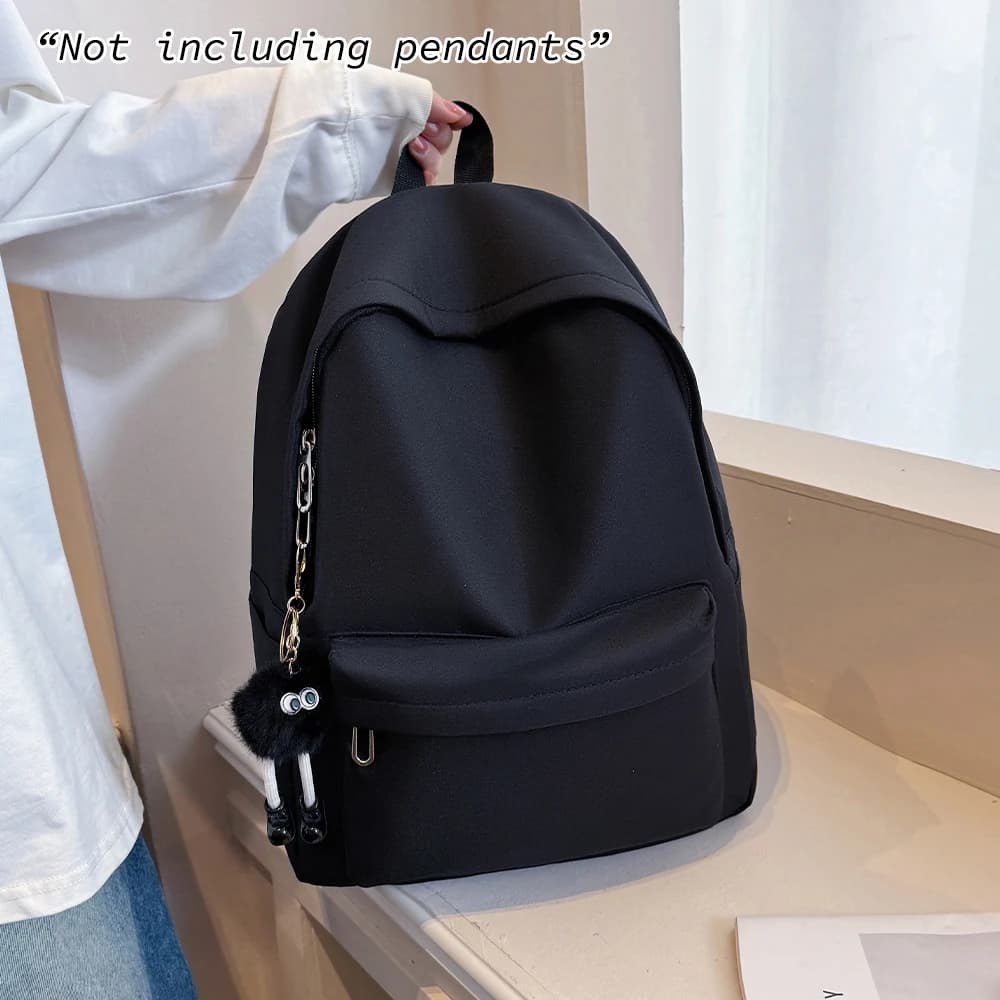 Backpack, Backpack, Large Capacity Korean Version, Instagram Style, Simple and Versatile, Solid Color, Trendy Backpack