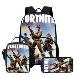 Fortnite Cartoon 3Pcs School Bag Set Unisex for Boys Girls, Backpack with Front Pocket, Lunch Bag and Pencil Case Best Gift