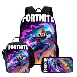 Fortnite Cartoon 3Pcs School Bag Set Unisex for Boys Girls, Backpack with Front Pocket, Lunch Bag and Pencil Case Best Gift