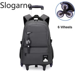 Students Wheeled School Bag Boys Trolley Bags for School Men Travel Backpack with Wheels Waterproof Large Capacity Luggage Bag