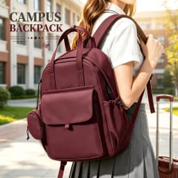 Casual Backpack, Back-To-School Essential School Backpack for Teens, Large Capacity Anti-Theft Daypack School Bag with Card Bag