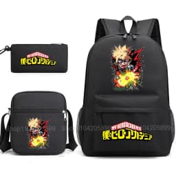 3PCS My Hero Academia Backpack Anime Mochila School Bag with Shoulder Bag Pencil Case for Boys Girls Gift Daily Travel Rucksack