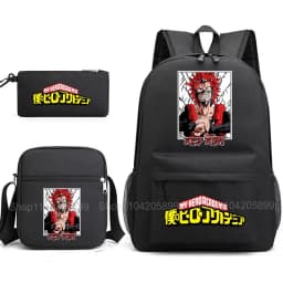3PCS My Hero Academia Backpack Anime Mochila School Bag with Shoulder Bag Pencil Case for Boys Girls Gift Daily Travel Rucksack