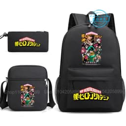 3PCS My Hero Academia Backpack Anime Mochila School Bag with Shoulder Bag Pencil Case for Boys Girls Gift Daily Travel Rucksack