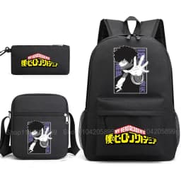3PCS My Hero Academia Backpack Anime Mochila School Bag with Shoulder Bag Pencil Case for Boys Girls Gift Daily Travel Rucksack