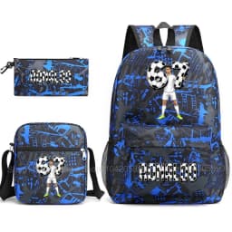 CR7 Ronaldo Backpack Football 67 Print School Bag With Shoulder Bag & Pencil Case For Student Boys Gift Daily Travel Rucksack