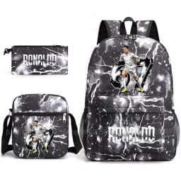 CR7 Ronaldo Backpack Football 67 Print School Bag With Shoulder Bag & Pencil Case For Student Boys Gift Daily Travel Rucksack