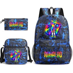 CR7 Ronaldo Backpack Football 67 Print School Bag With Shoulder Bag & Pencil Case For Student Boys Gift Daily Travel Rucksack