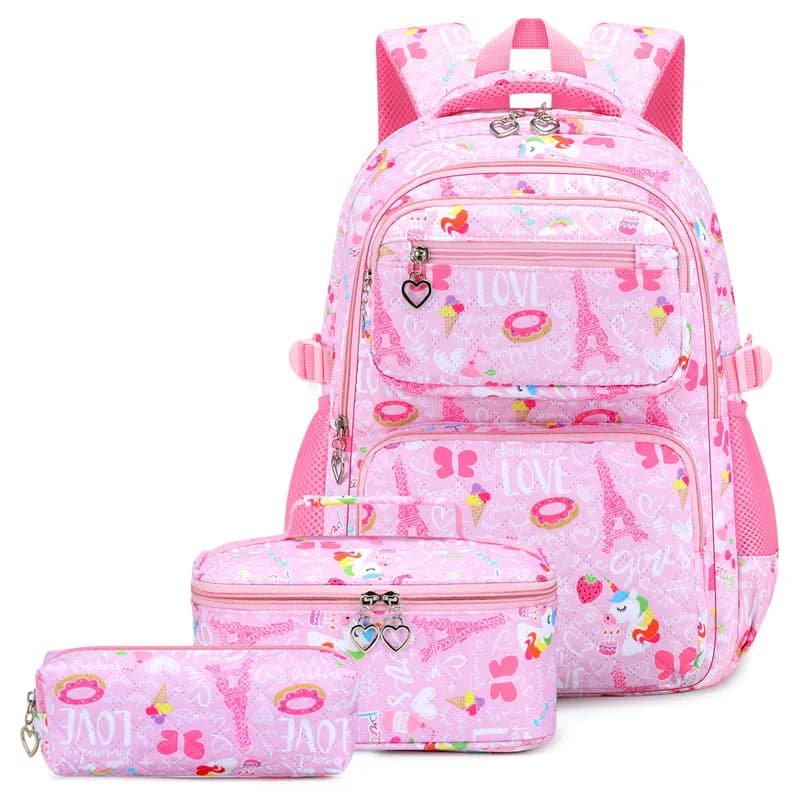 Cute Student Backpack 3pcs/set Primary Schoolbag Rabbits and quicksand Kawaii Student Backpack Teenage Girls Handbag Rucksack